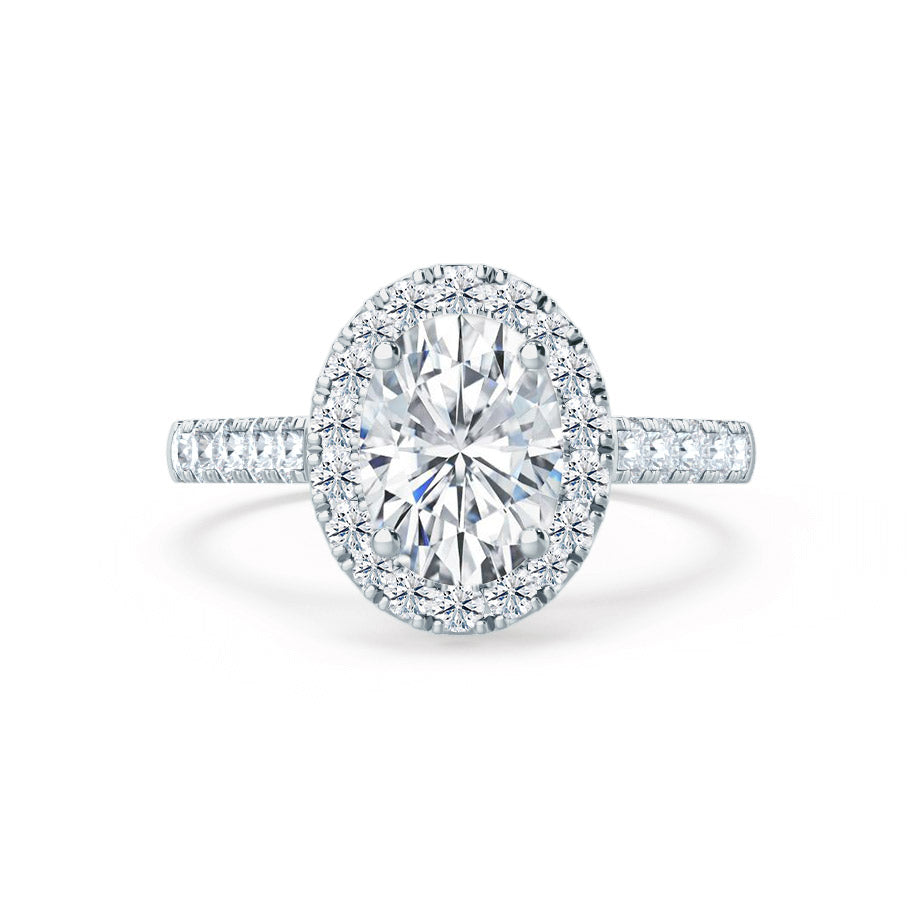 1.50 CT Oval Halo CVD E/VVS1 Diamond Engagement Ring