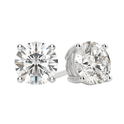 0.50 CT-4.0 CT Round Solitaire CVD F/VS Diamond Earrings