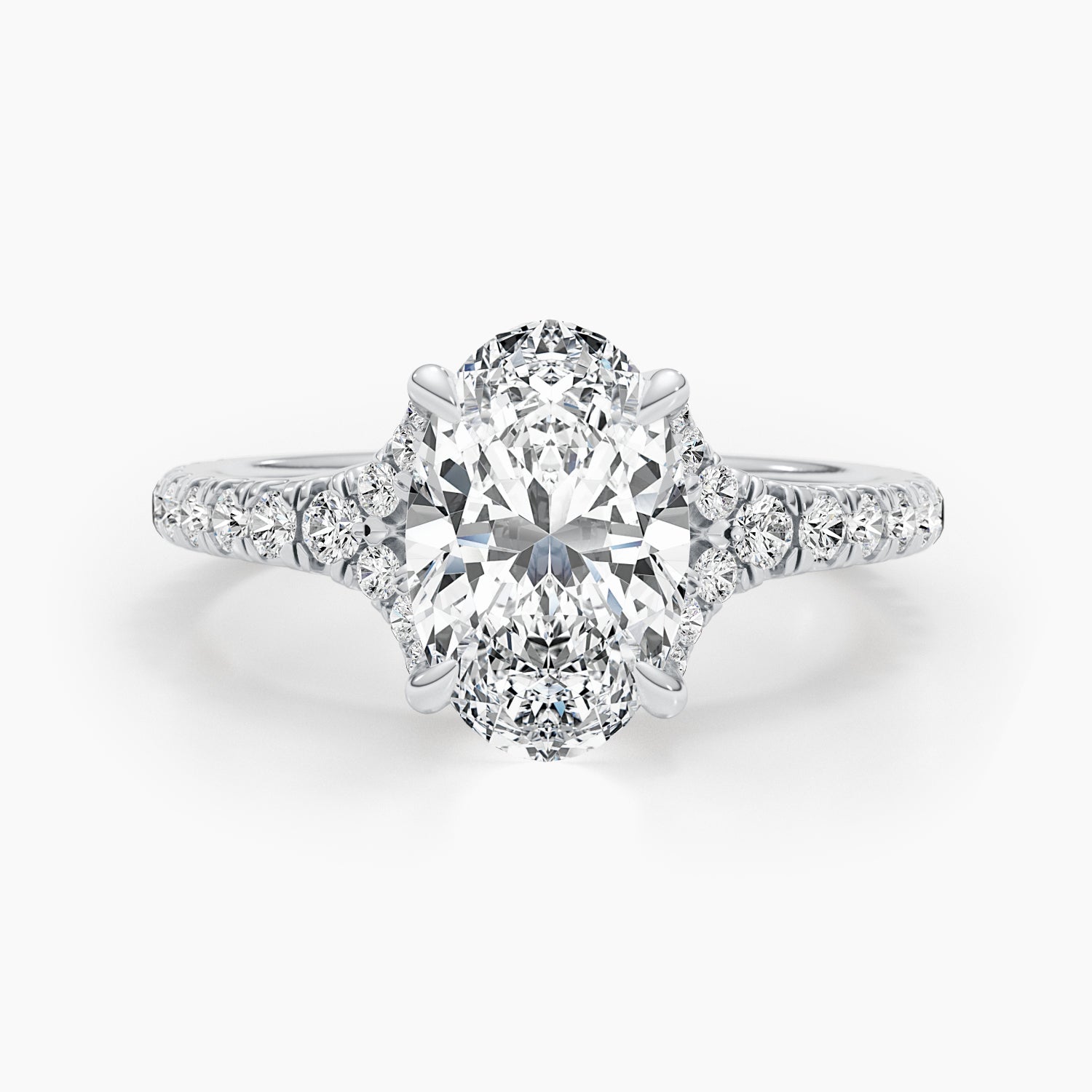 2.63ct Oval F- VS Pave Diamond Engagement Ring