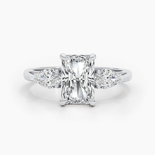 2.24ct Radiant F- VS 3 Stones Diamond Engagement Ring