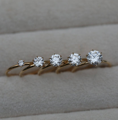 0.10 CT Round Solitaire CVD G/VS1 Diamond Engagement Ring