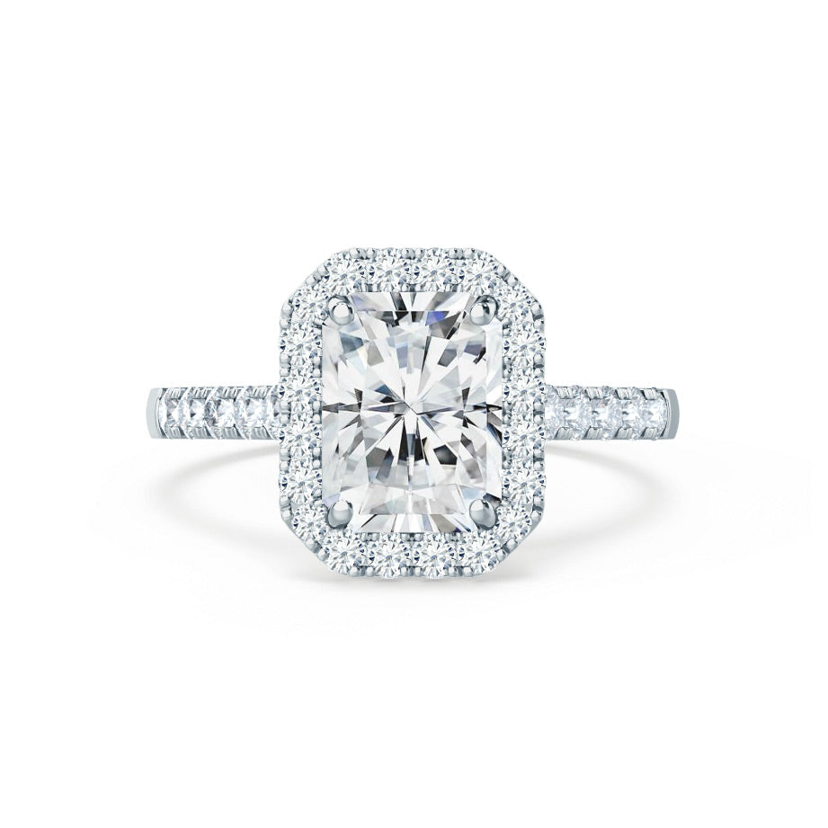 2.50 CT Radiant Halo CVD G/VVS1 Diamond Engagement Ring