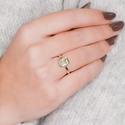 2.01 CT Emerald Bezel G/VVS2 Diamond Engagement Ring
