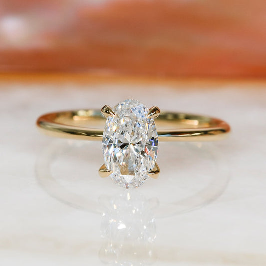 1.0 CT Oval Solitaire F/VS1 Diamond Engagement Ring